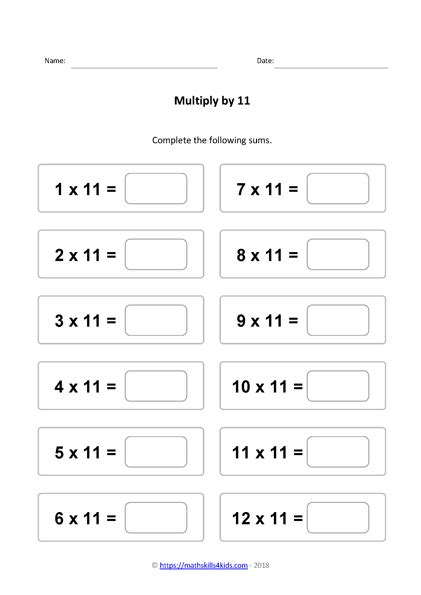 Multiplication 11 Worksheets Free Printable Multiplication | Images and Photos finder