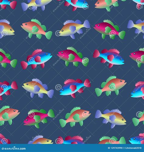 Seamless Pattern with Fish Swimming in the Sea Stock Vector ...