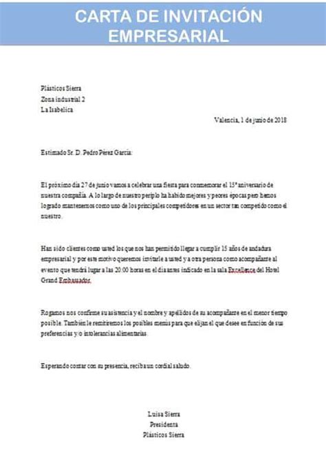 Carta De Invitación Empresarial | Ejemplo Y Modelo