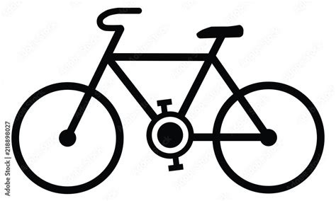 Simple bicycle icon. Black lines bike drawing on white background ...