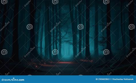 Spooky Night Forest for Halloween Projects Stock Illustration ...