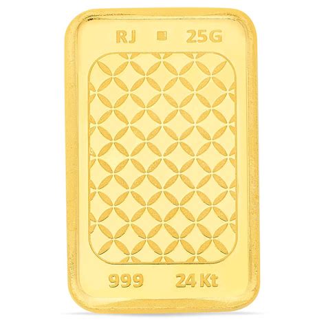 24 Karat Yellow Finish 25 Grams Floral Gold Bar | Gold - Reliance Jewels