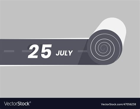 July 25 calendar icon rolling inside the road 25 Vector Image