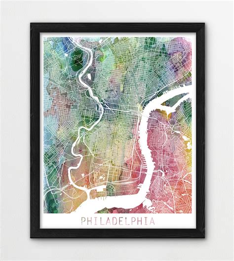 Philadelphia City Urban Map Poster Philadelphia City Street | Etsy