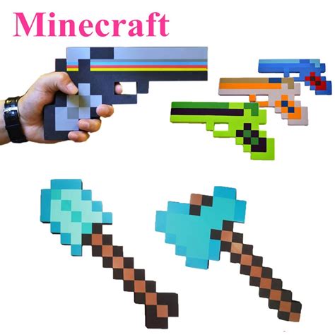 New Minecraft figure toys cosplay foam sword pickax gun EVA toys Minecraft diamond weapons model ...