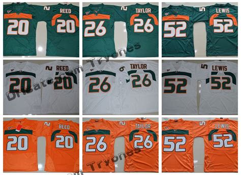 2020 Mens Miami Hurricanes College Football Jerseys 26 Sean Taylor 52 ...