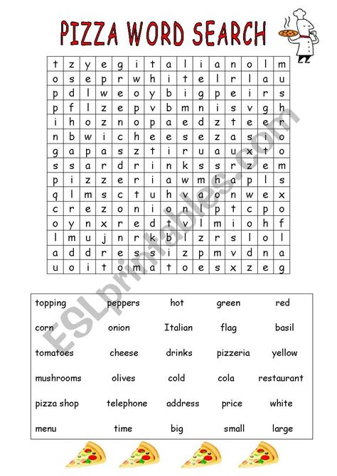 Pizza Word Search Printable - Word Search Printable