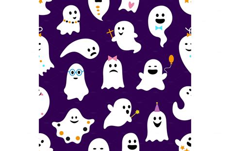 Halloween cute kawaii ghosts pattern | Seasonal Illustrations ...