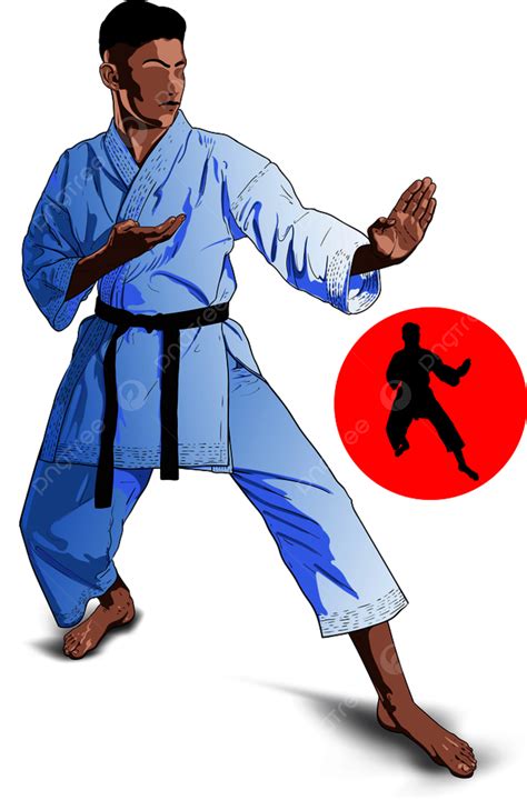 Karate Belt Vector Hd Images, A Karate Man In A White Kimono With A ...