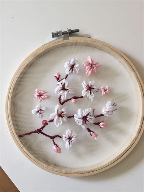 Hand embroidered cherry blossom floating embroidery spring | Etsy