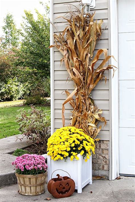 Traditional Fall Porch Decor | Fall decorations porch, Fall outdoor decor, Corn stalk decor