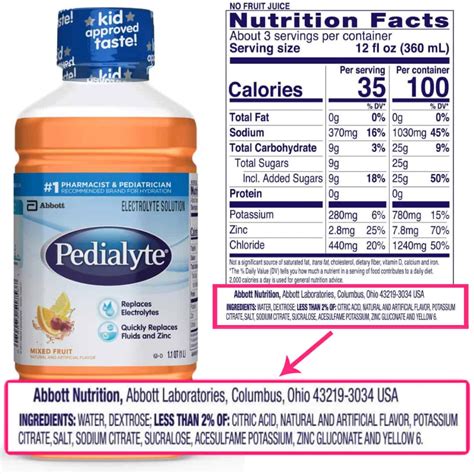 Pedialyte Nutrition Facts Sodium | Besto Blog