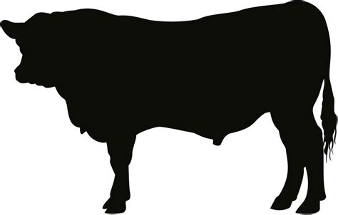 a black and white silhouette of a cow
