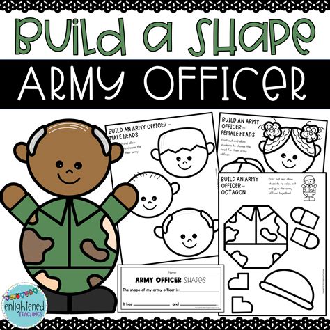 Veterans Day Craft - Build an Army Officer Shape Craft - 2D Shape ...