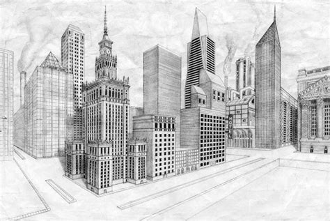 cityscape perspective - Google Search Two Point Perspective City, 2 ...