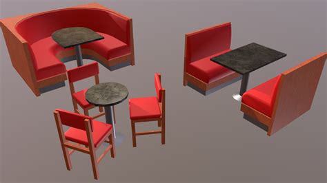 Low poly bar table and booths set - Download Free 3D model by anDDDres ...