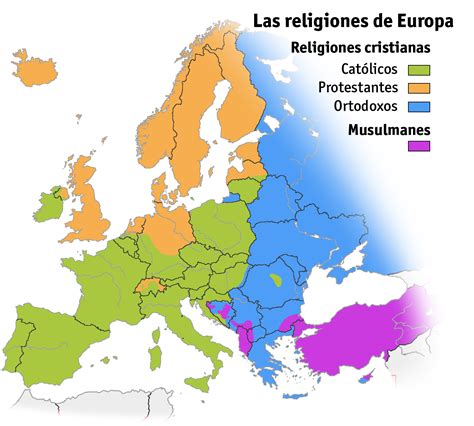 Mapa de las Religiones del Continente Europeo | Religión, Religión ...