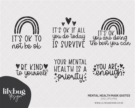 Mental Health Quotes and Phrases for Mask Decals SVG JPG PNG - Etsy UK