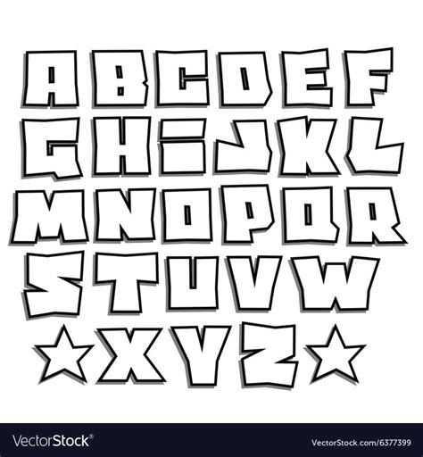 readable graffiti fonts alphabet with shadow on white. Download a Free ...