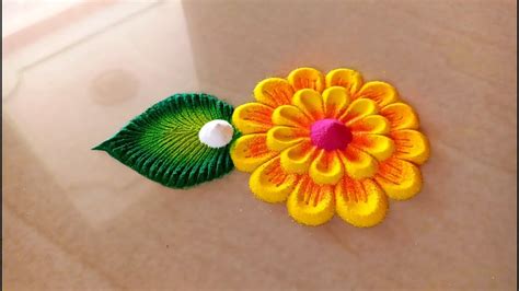 simple flower design rangoli🌹🌹 attractive flowers design. small rangoli ...