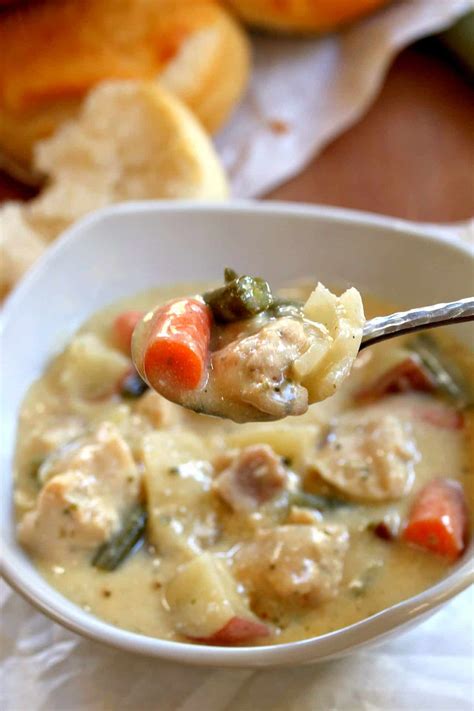 Crock Pot Creamy Chicken Stew - The Cozy Cook