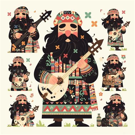 Afghan Man in Traditional Rubab Players Outfit | Premium AI-generated vector