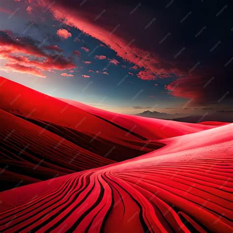 Premium AI Image | A red sand dune with a mountain in the background