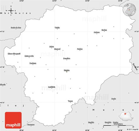 Silver Style Simple Map of Bistrita-Nasaud