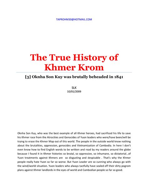 The True History of Khmer Krom [3] Oknha Son Kuy Was Brutally Beheaded in 1841 - DocsLib