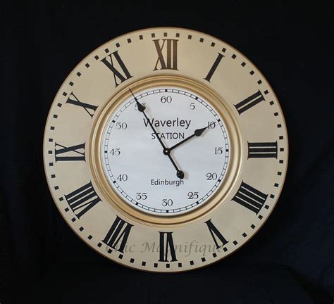 "WAVERLEY STATION EDINBURGH" WOODEN WALL CLOCK - HUGE!!: Amazon.co.uk ...