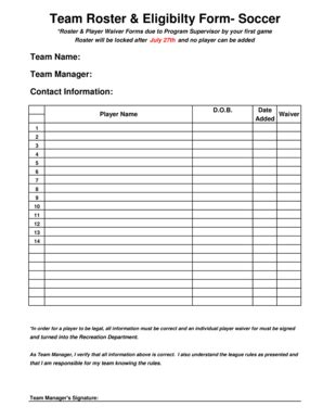 19 Printable soccer game roster template Forms - Fillable Samples in ...