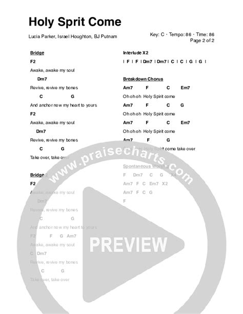 Holy Spirit Come Chords PDF (Lucia Parker) - PraiseCharts