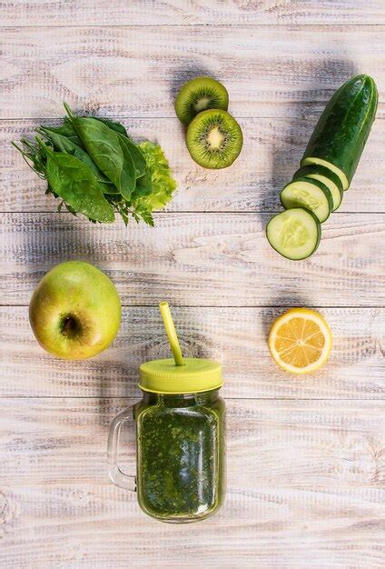 Premium Photo | Green smoothies with vegetables and fruits detox day