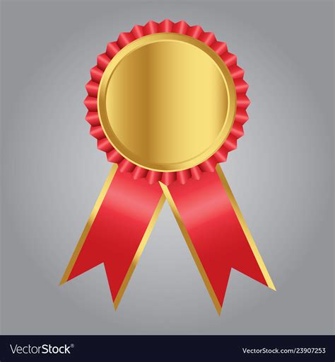 Gold medal with red ribbon Royalty Free Vector Image