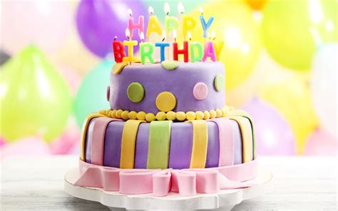 Download wallpapers Happy birthday, cake with candles, birthday cake ...