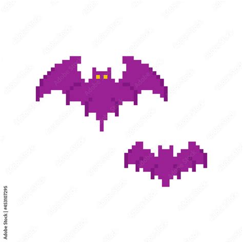 Pixel art bats. Halloween decoration in 8 bit retro pixel style. Pair of pixel art vampire ...