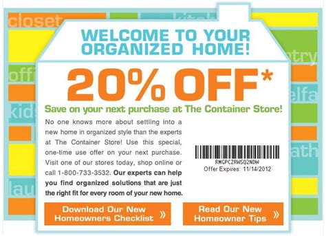 20% Off The Container Store Expires 11/14/2012 Elfa, Save The Children, 20 Off, Container Store ...