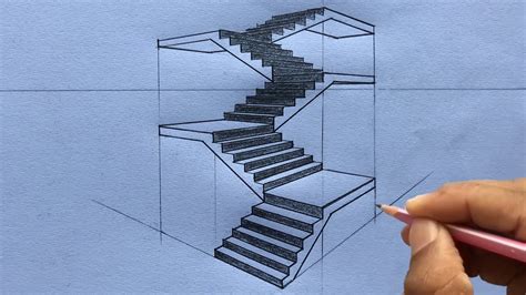 How to Draw Staircase in Two-Point Perspective Step by Steps - YouTube