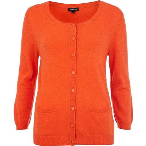 River Island Orange button up 3/4 sleeve cardigan ($22) liked on Polyvore River Island, Button ...