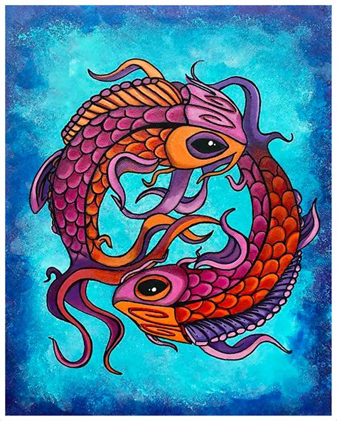 Pisces Art Print, Pisces Fish, Koi Fish, Fish Art, Art Print, 8x10, Ying and Yang Art, Wall Art ...