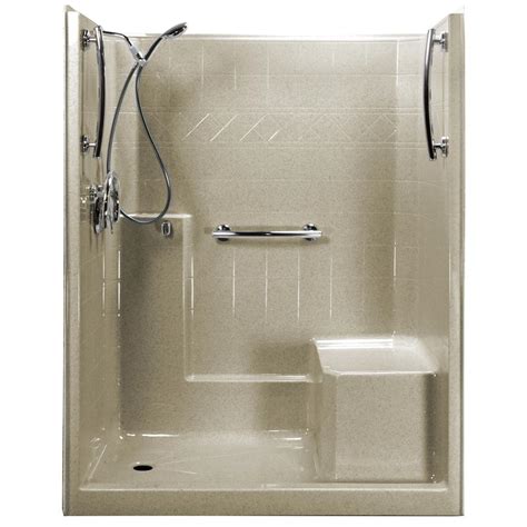 Ella Freedom Chrome-V 60 in. x 33 in. x 77 in. 1-Piece Low Threshold Shower Stall in Beach ...