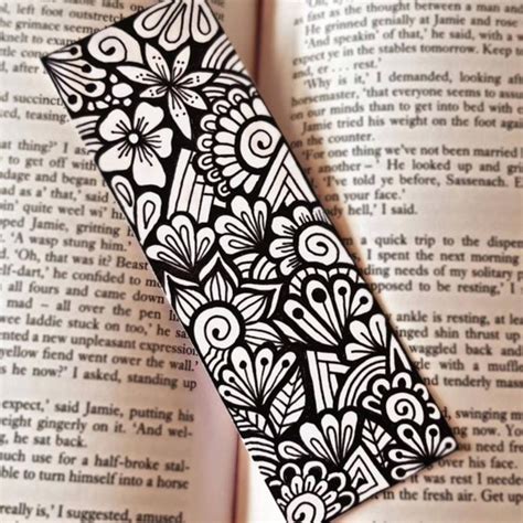 Black Zentangle Bookmark | Mandala design pattern, Doodle art drawing ...