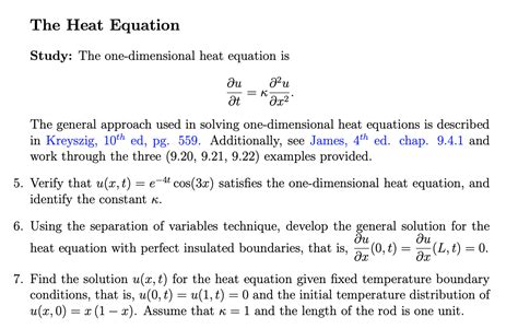 Solved The Heat Equation Study: The one-dimensional heat | Chegg.com