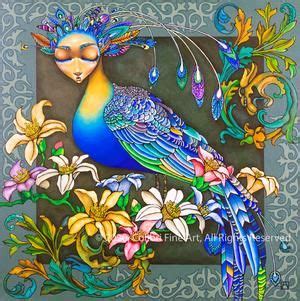 Bird Gamayun, an amazing colorful piece that is part of Akjana's animal ...