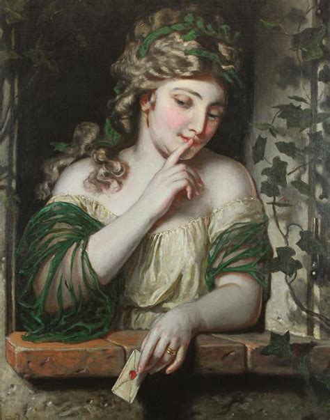 19thC Antique Signed Oil Painting, Victorian Woman w/ Secret Lover Portrait, NR