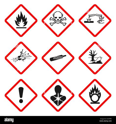 GHS pictogram hazard sign set. Isolated on white background. Dangerous ...