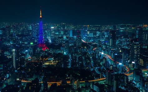 Download wallpapers 4k, Tokyo Tower, nightscapes, TV tower, Tokyo, Shiba-koen district, Nippon ...