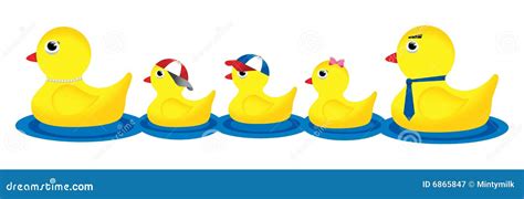 Duck Family. Set Small Ducklings With Parents, Drake And Duck. Vector Cartoon Illustration ...