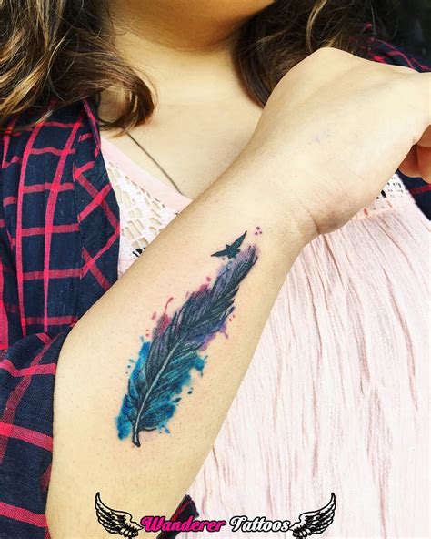 Beautiful Watercolor Feather Tattoo