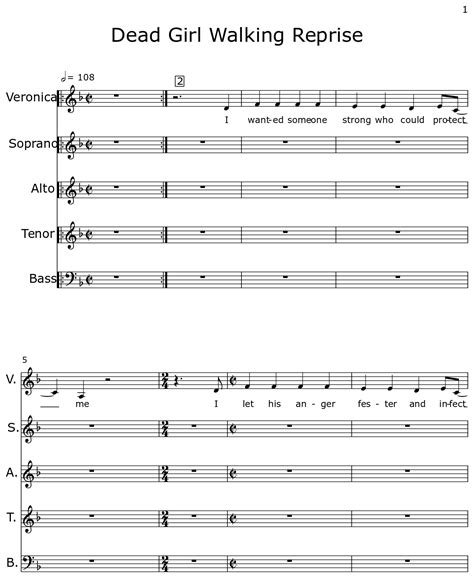 Dead Girl Walking Reprise - Sheet music for Piano